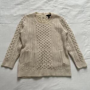 J Crew Cream wool knit sweater with pockets shrunken fit Size XS